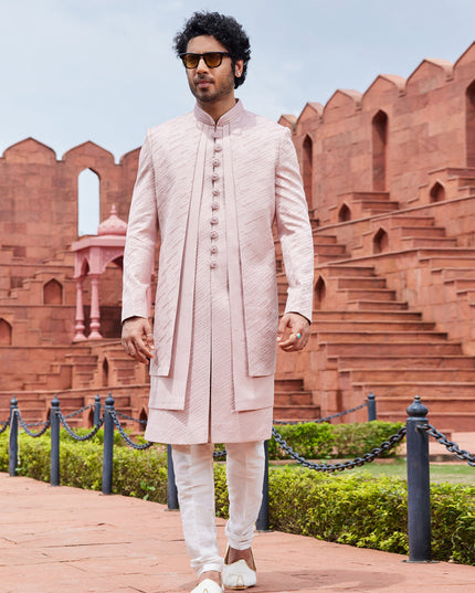 Blush Pink Computer Embroidered Indo Western Outfit
