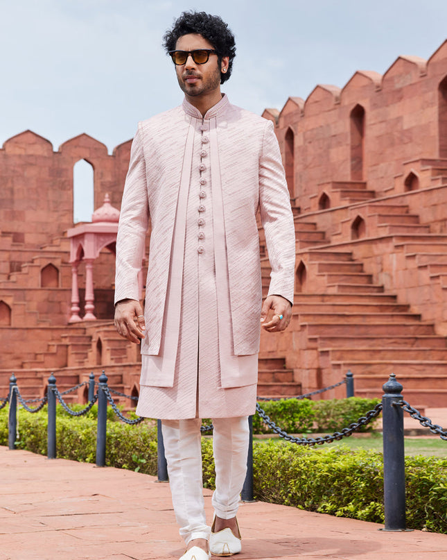 Blush Pink Computer Embroidered Indo Western Outfit
