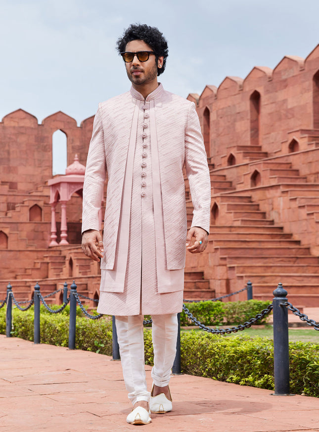 Blush Pink Computer Embroidered Indo Western Outfit