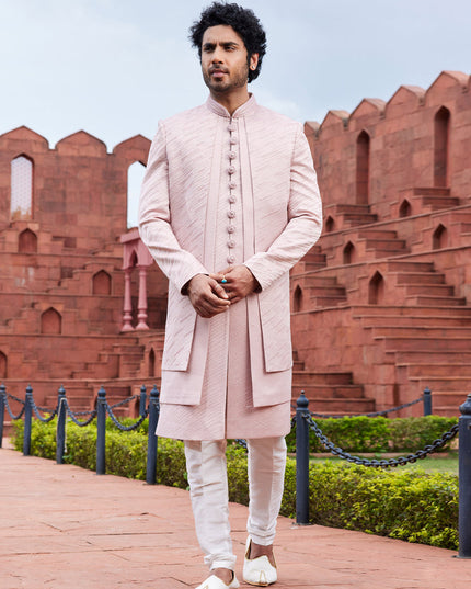 Blush Pink Computer Embroidered Indo Western Outfit