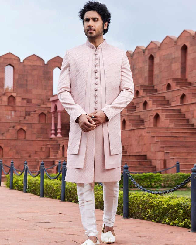 Blush Pink Computer Embroidered Indo Western Outfit