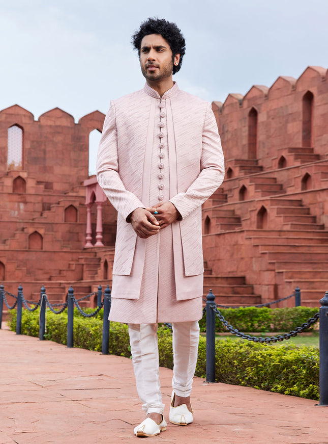 Blush Pink Computer Embroidered Indo Western Outfit