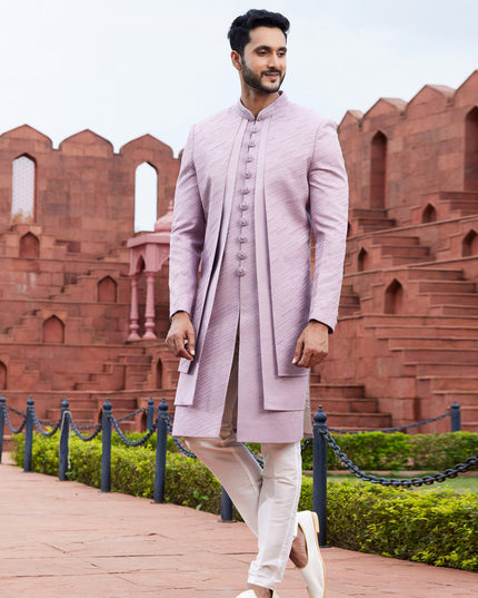 Onion Pink Computer Embroidered Indo Western Outfit