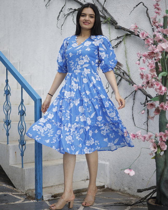 Sky Blue Pure Muslin Digital Printed Kurti