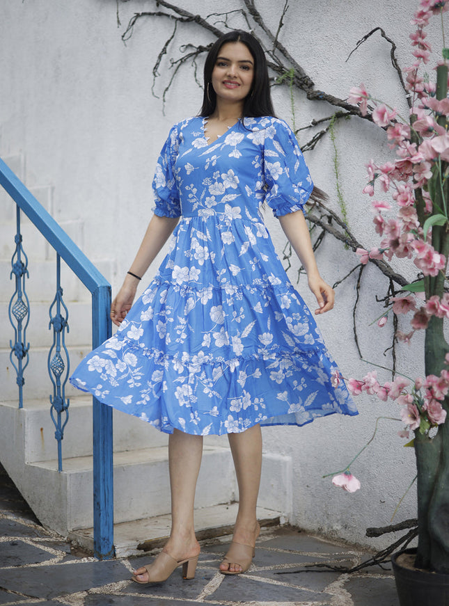 Sky Blue Pure Muslin Digital Printed Kurti