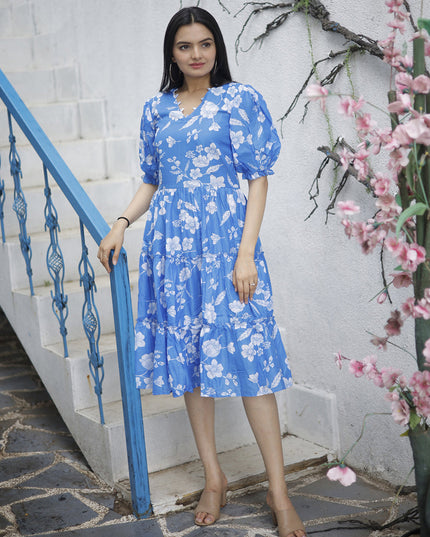 Sky Blue Pure Muslin Digital Printed Kurti