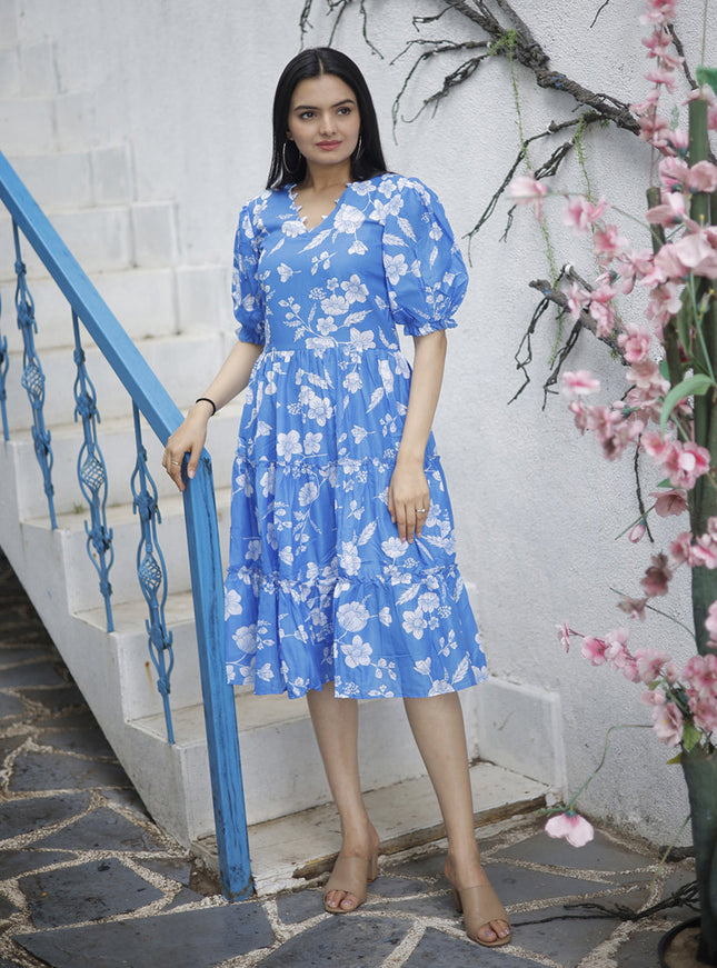 Sky Blue Pure Muslin Digital Printed Kurti