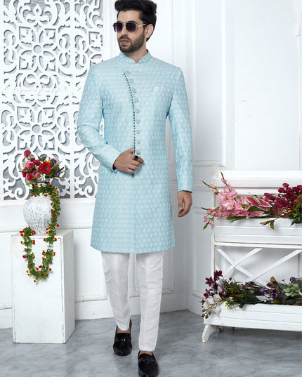 Sky Blue Art Silk Indo Western Outfit