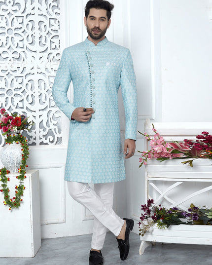 Sky Blue Art Silk Indo Western Outfit
