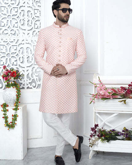 Peach Art Silk Indo Western Outfit