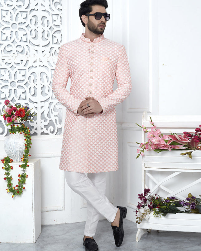 Peach Art Silk Indo Western Outfit