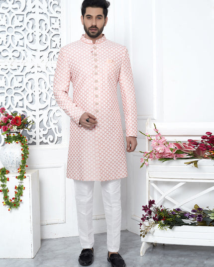 Peach Art Silk Indo Western Outfit