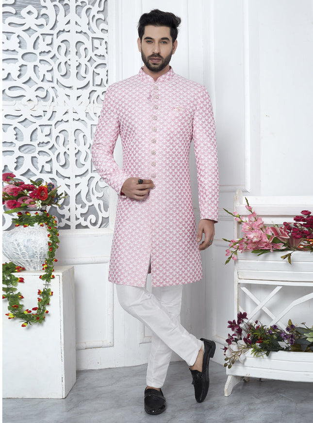 Pink Art Silk Indo Western Outfit