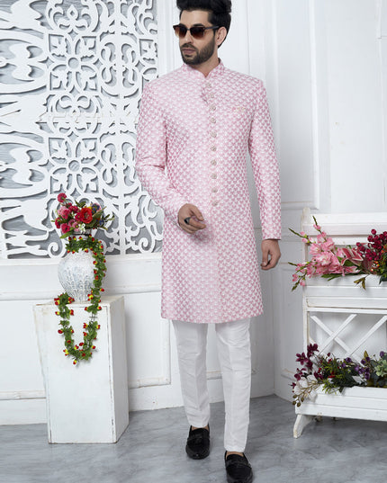 Pink Art Silk Indo Western Outfit