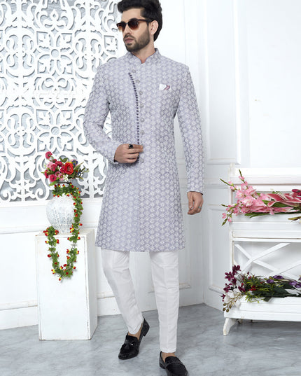 Lavender Art Silk Indo Western Outfit