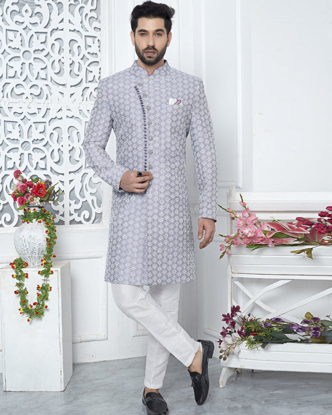 Lavender Art Silk Indo Western Outfit