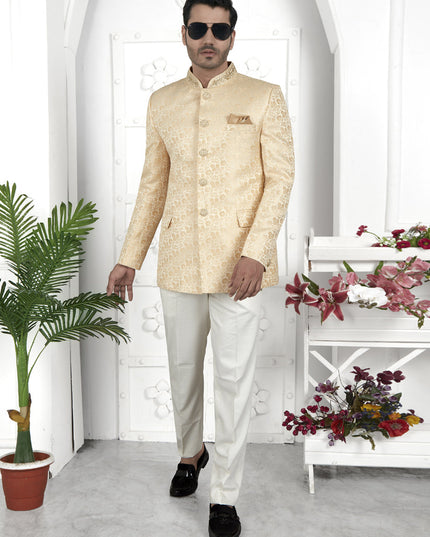 Cream Jacquard Silk Blazer