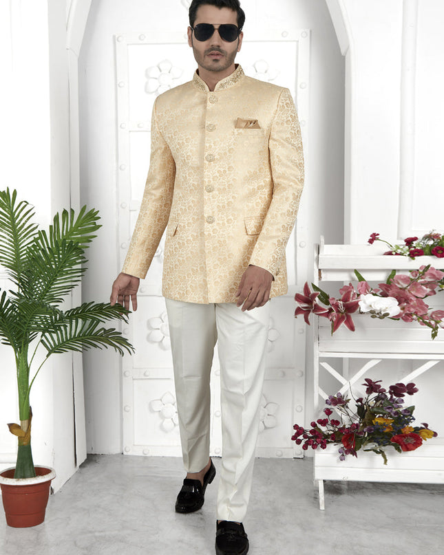 Cream Jacquard Silk Blazer