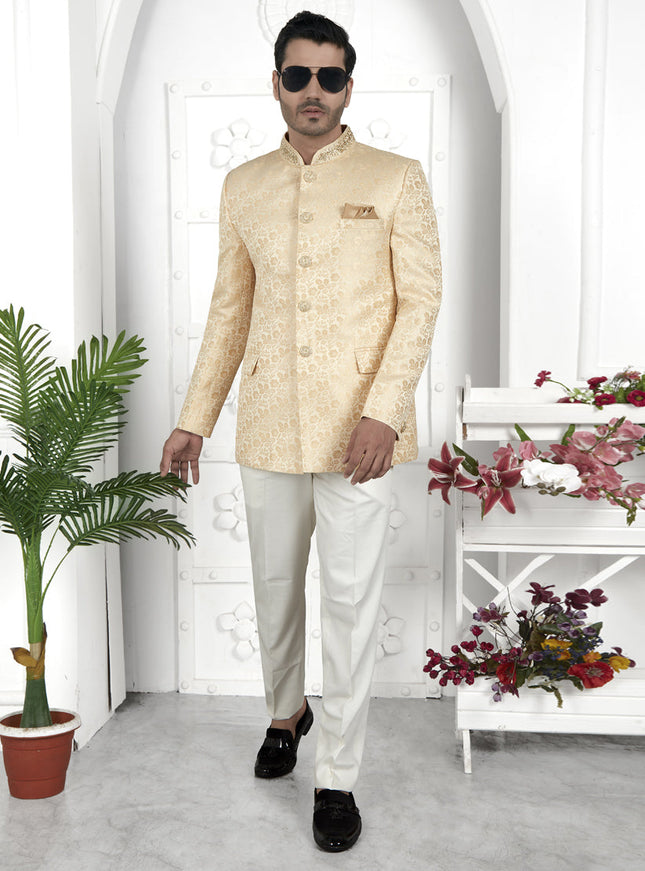 Cream Jacquard Silk Blazer