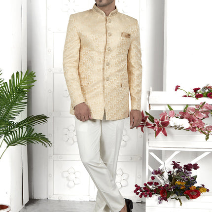 Cream Jacquard Silk Blazer