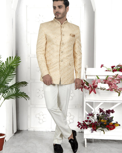Cream Jacquard Silk Blazer