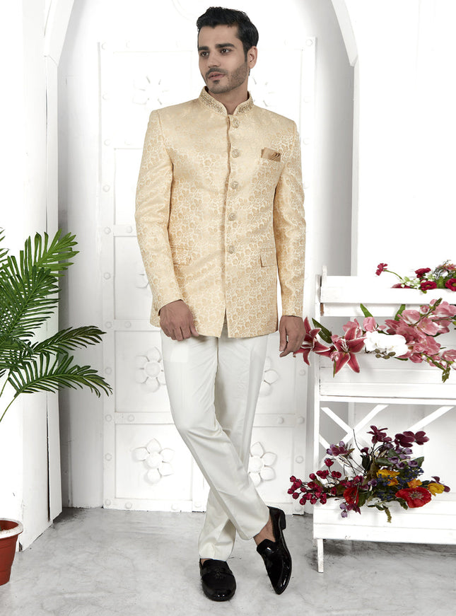 Cream Jacquard Silk Blazer