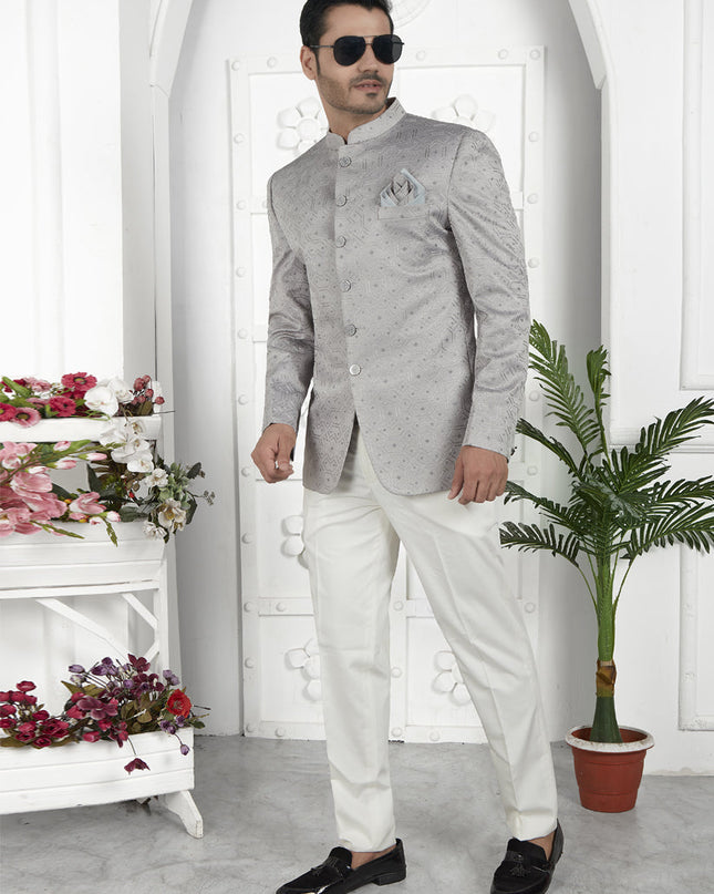 Grey Art Silk Blazer