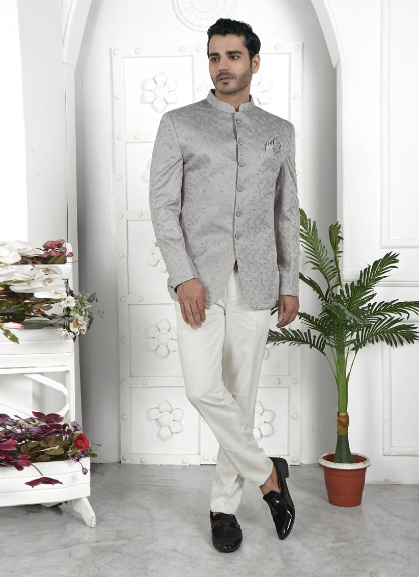 Grey Art Silk Blazer