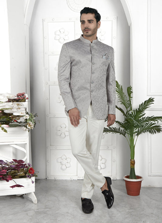 Grey Art Silk Blazer