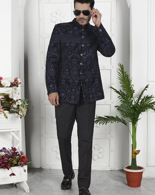 Navy Blue Velvet Waistcoat