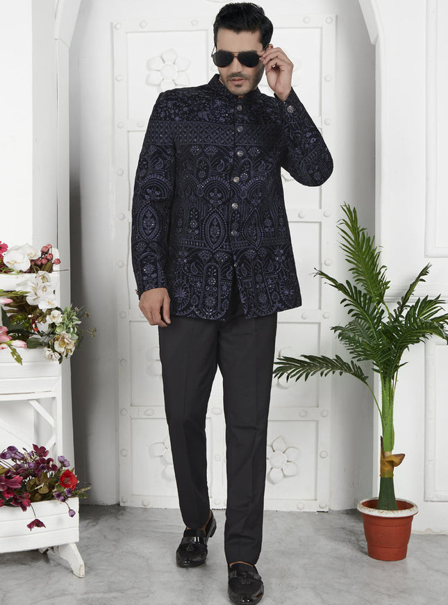 Navy Blue Velvet Waistcoat