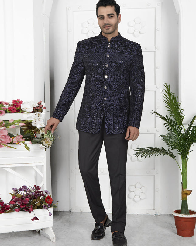 Navy Blue Velvet Waistcoat