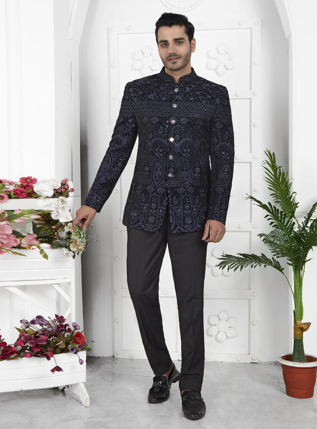 Navy Blue Velvet Waistcoat