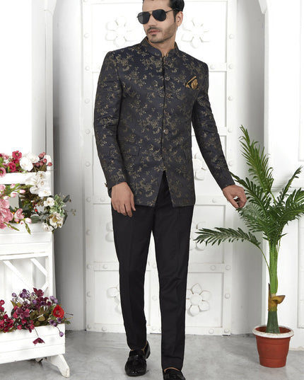 Black Jacquard Silk Blazer