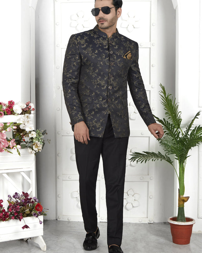 Black Jacquard Silk Blazer