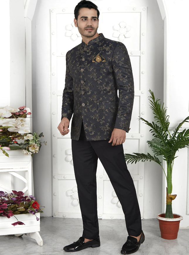 Black Jacquard Silk Blazer
