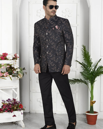 Black Jacquard Silk Blazer