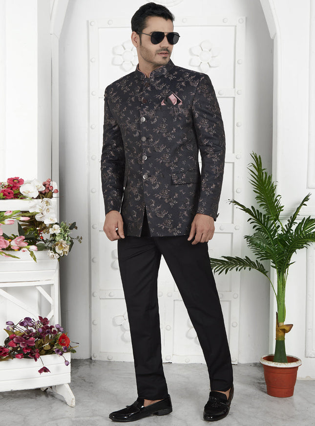 Black Jacquard Silk Blazer