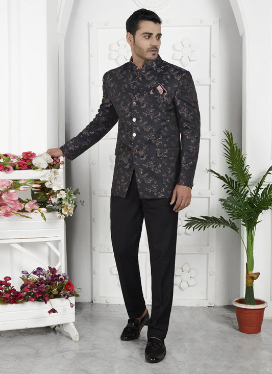 Black Jacquard Silk Blazer