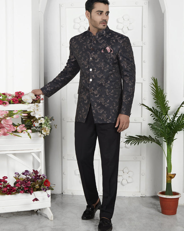 Black Jacquard Silk Blazer