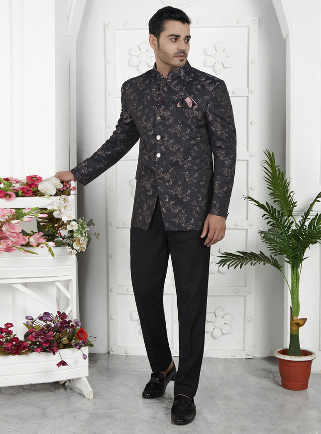 Black Jacquard Silk Blazer