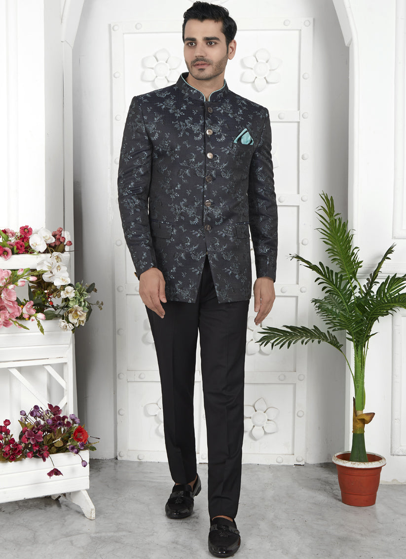 Black Jacquard Silk Blazer