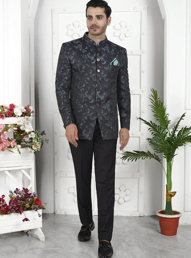 Black Jacquard Silk Blazer