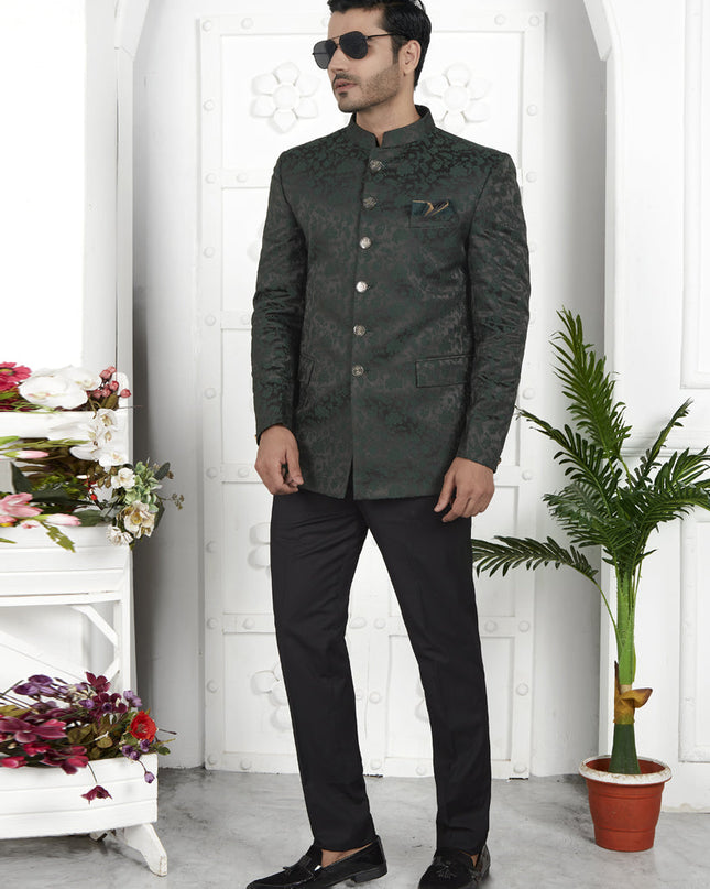 Pine Green Jacquard Silk Blazer