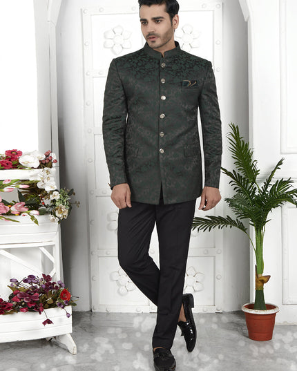 Pine Green Jacquard Silk Blazer