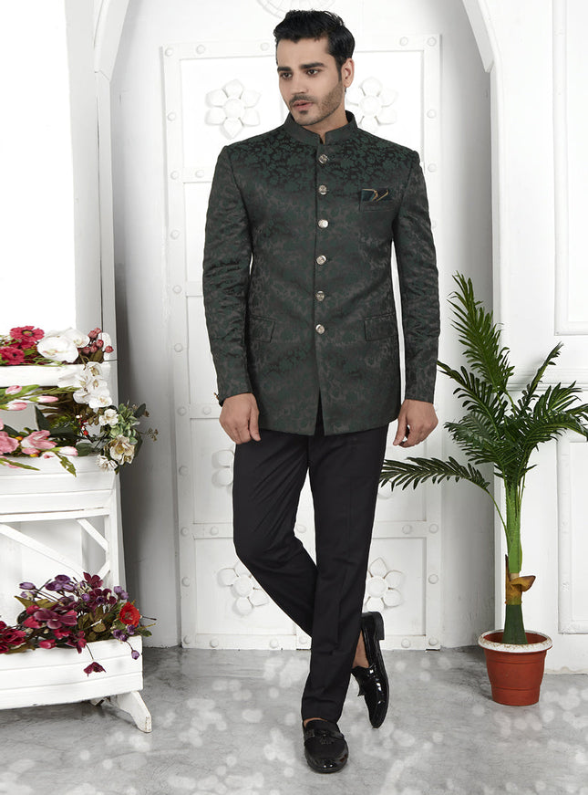 Pine Green Jacquard Silk Blazer