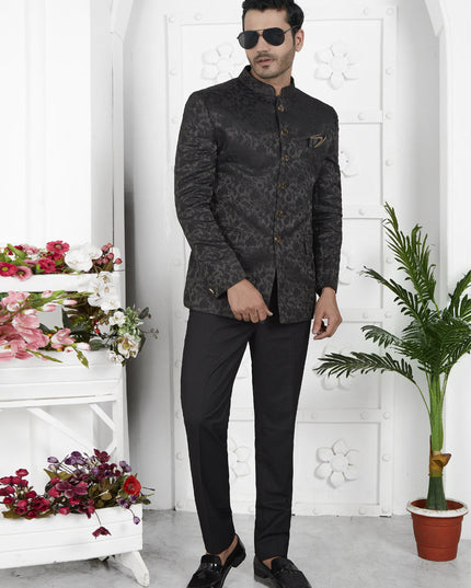 Black Jacquard Silk Blazer