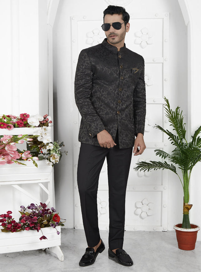 Black Jacquard Silk Blazer