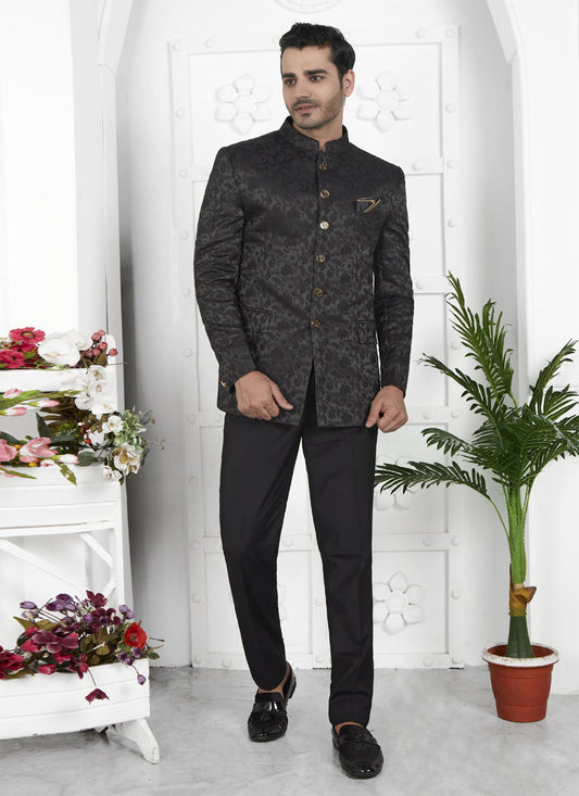 Black Jacquard Silk Blazer