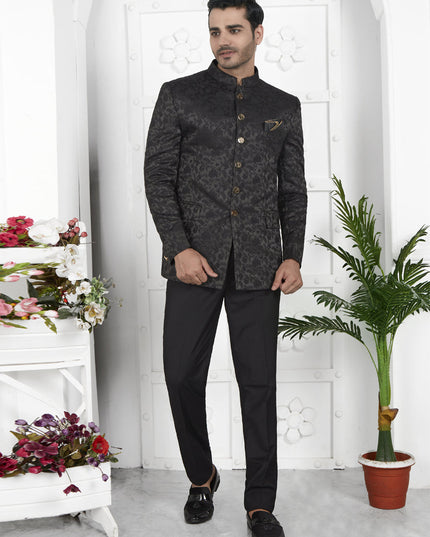 Black Jacquard Silk Blazer